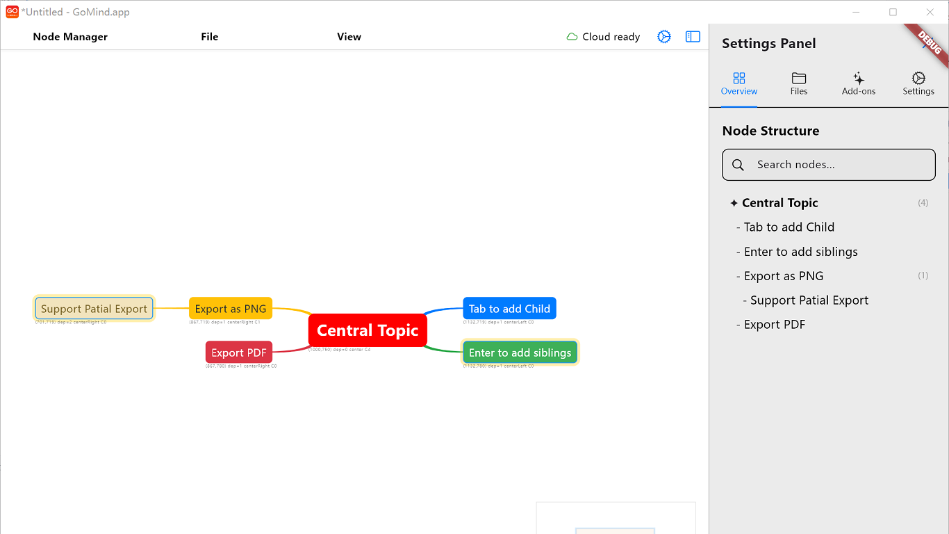 1Mind starter map and overview sidebar screenshot